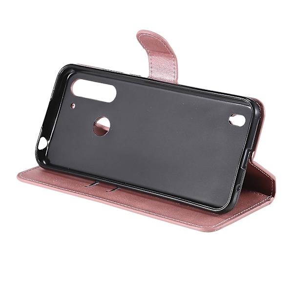 Kalveskinds tekstur læder cover til Motorola Moto G8 Power Lite[HK] Rose Gold