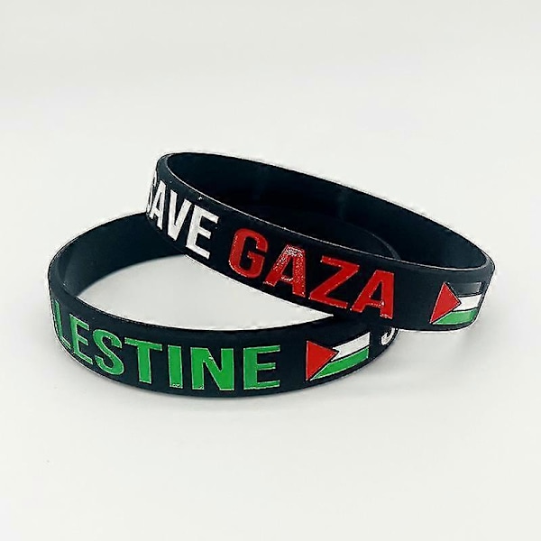 1-20x Palestina Rädda Gaza Silikonarmband [HK] 3pcs Colour print black