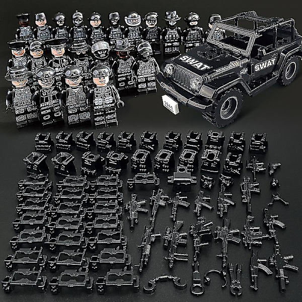 Set med 22 minifigurer och Jeep Military Series Villain Mini Figures Building Block Toys[HK]