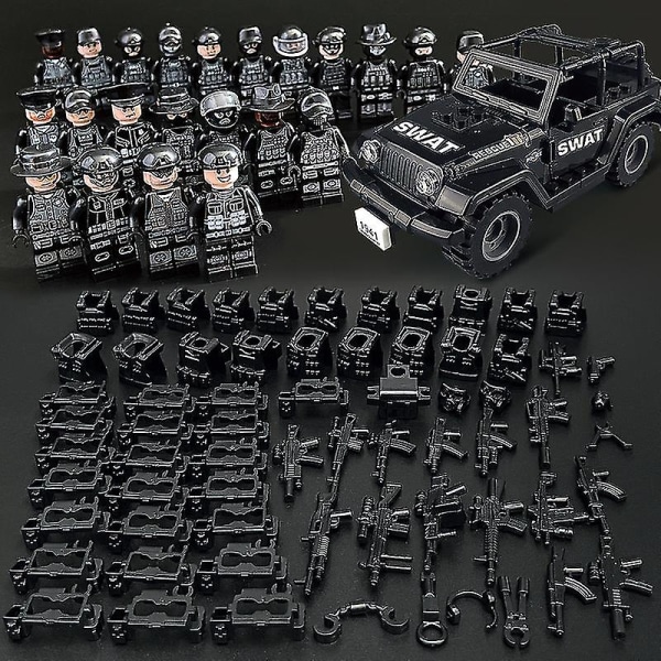 Sett med 22 minifigurer og Jeep Military Series Skurk Minifigurer Byggeklossleker[HK]
