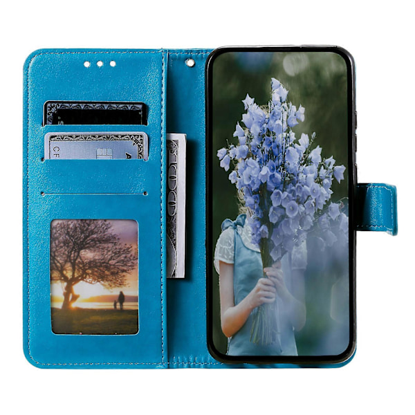 För Samsung Galaxy S25 Plus Skal Präglat Totem PU Läder Plånbok Ställ Telefonskydd [HK] Blue