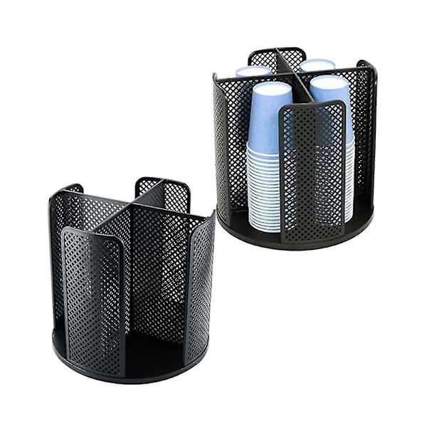 Roterende kop og låg-arrangør med 4 rum, kopdispenser, papirkopopbevaringsholder, til bordplade[HK]