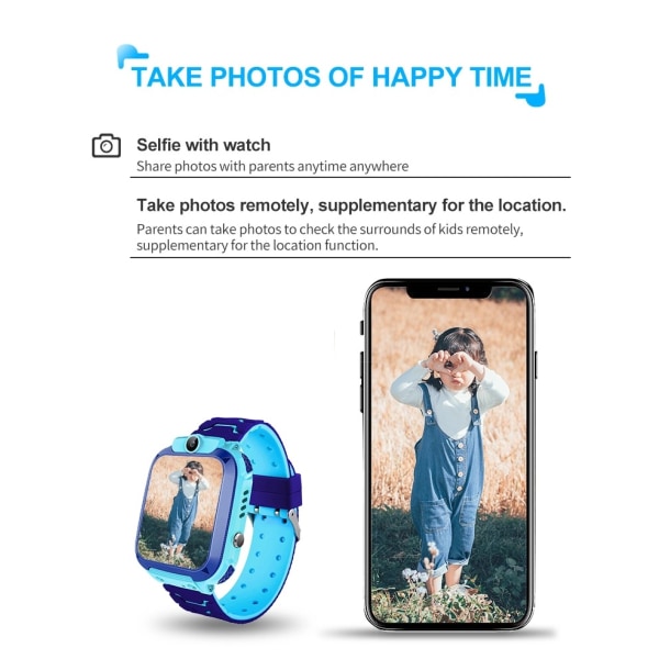Q12 Kids Smart Watch Sos Clock Vandtæt Ip67 Børnegave til IOS Android, Pink