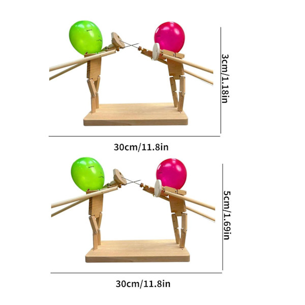 Håndlavede træhegnsdukker, trækampbots-spil for 2 spillere, hurtigt ballonkamp-kampspil, 100% nyt [HK] 5mm