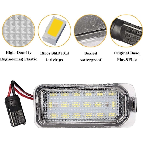 SMD 18 LED Nummerpladelygte - til Ford Fiesta Focus C-Max Mondeo Galaxy S-Max Kuga Jaguar[HK]