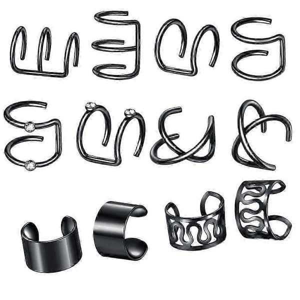 2-4-pack Öronmuddar i rostfritt stål Helix Öronklämma On Wrap Örhängen Unisex Svart[HK] 2 Pcs