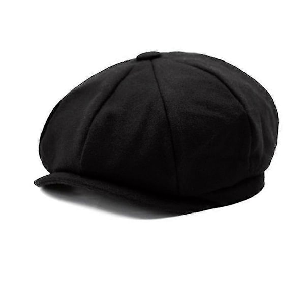 Herr Flat Hatt Newsboy Keps Tweed Cabbie Peaky Blinders Baker Boy Hatt [HK] Black