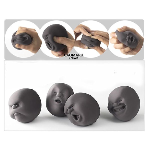 Mimigo 4-pack Ansiktsboll Anti-stressboll i Japansk Design Caomaru Avkopplande Terapi & Ångestlindring För Barn Och Vuxna 5.5x6x7cmSVART