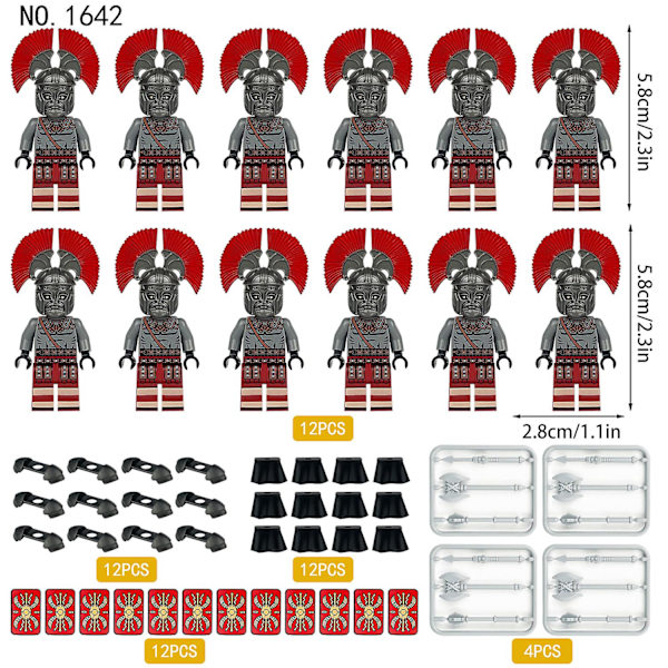 Middelalderlig romersk soldatregiment 12 byggeklodser minifigurer og små partikelsamlingslegetøj[HK] 12 pieces in a set