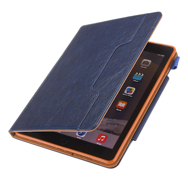 Crazy Horse Læder Pung Stativ Smart Cover Til Ipad 9.7-tommer (2018)/9.7-tommer (2017)/9.7 Tommer (2016)/air 2/air[HK] Dark Blue
