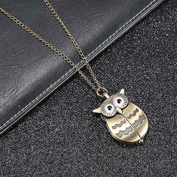 Uusi Muoti Vintage Miesten Naisten Taskukello Alloy Retro Pöllön Muotoinen Kello Riipus Pitkä Kaulakoruketju Kellot Syntymäpäivälahja[HK] 1