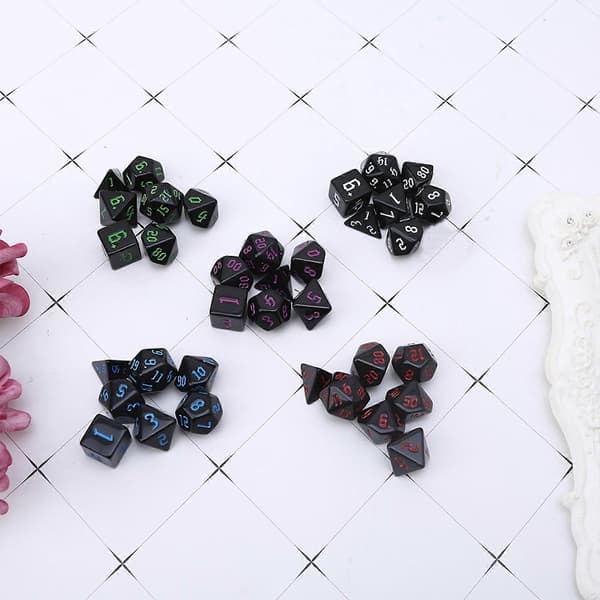 7 stk. udskåret mønster terningesæt polyhedrale numre terninger til rollespil Dungeons Dragons DND RPG MTG Dials Polyhedral terninger hvid[HK] White