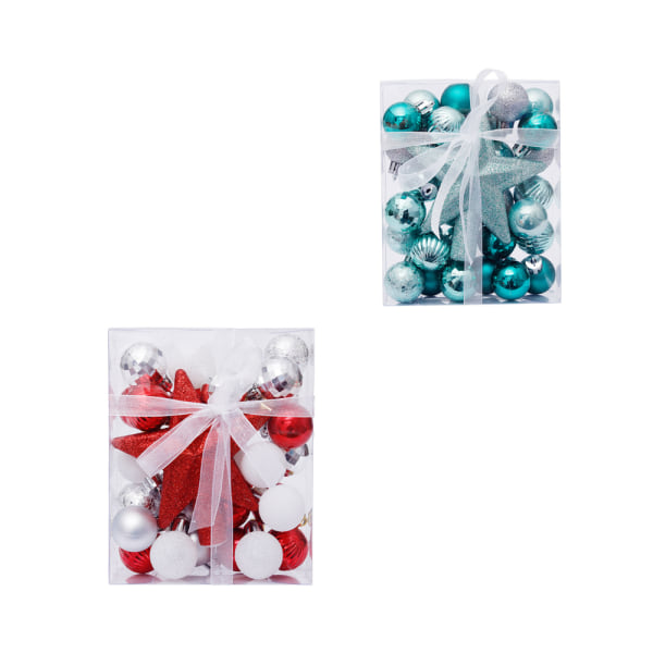 2 lådor med juldekorationer 3 cm stjärna julkulor Set för att hänga julgran C