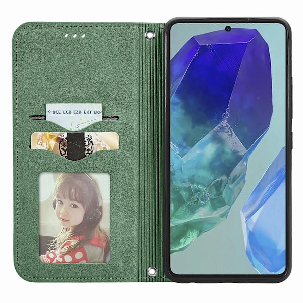 För Samsung Galaxy S24 FE Fodral Skinnkänsla Läder Plånbok Telefonfodral Magnetisk Absorption[HK] Green