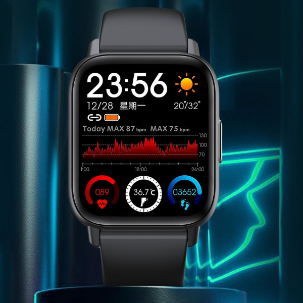 Fitness Tracker Qs16pro Smart Watch Kroppstemperatur Fitnessarmbånd Herre Dame Vanntette Sports Smartwatches[HK] Black