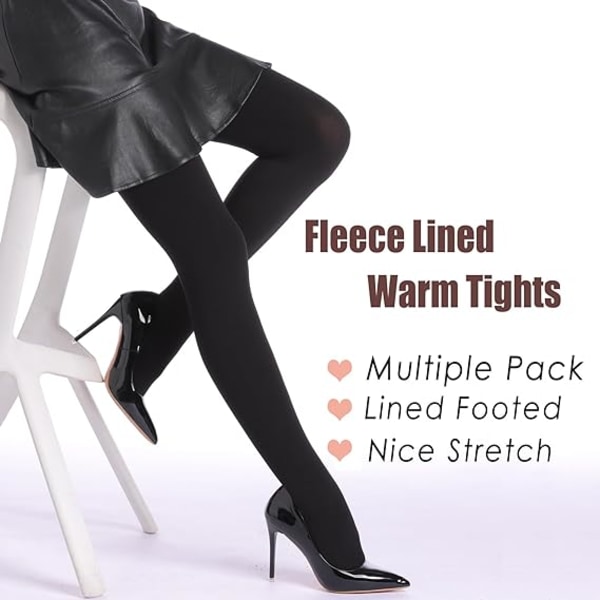 3 par vintertights med thermal fleece för kvinnor, 380 denier varma ogenomskinliga strumpbyxor[HK]