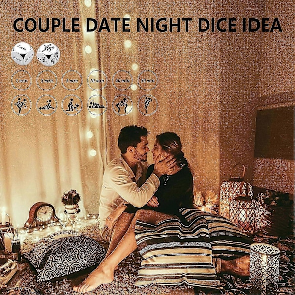2 stk. Date Night Idé Par Gaver Til Kvinder Mænd Valentinsdag Gaver Minut Kærlighed Beslutnings Terninger Til Ham Hende Fræk Spil Terninger Sjove Terninger[HK]