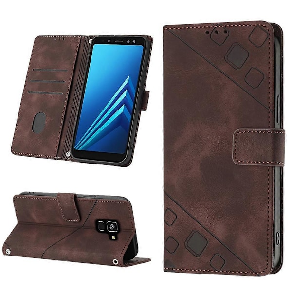 Läderfodral för Samsung Galaxy A8+ 2018[HK] Brown