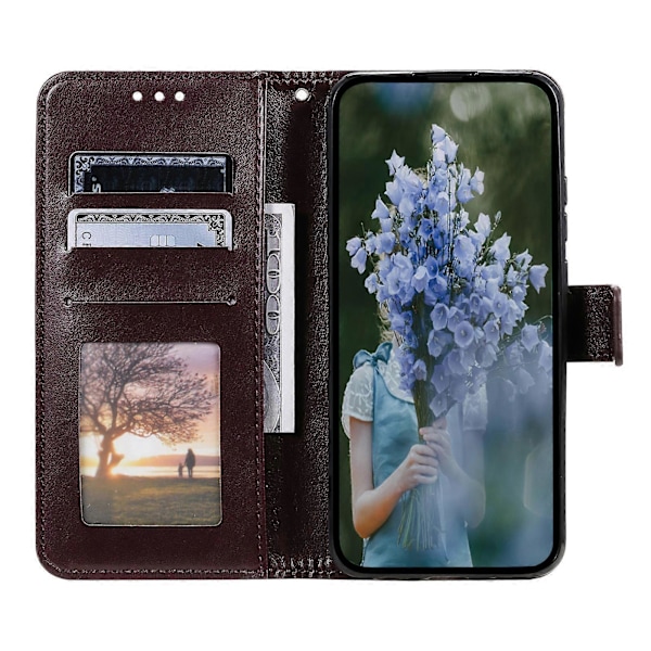 För Samsung Galaxy S25 Plus Skal Präglat Totem PU Läder Plånbok Ställ Telefonskydd [HK] Brown