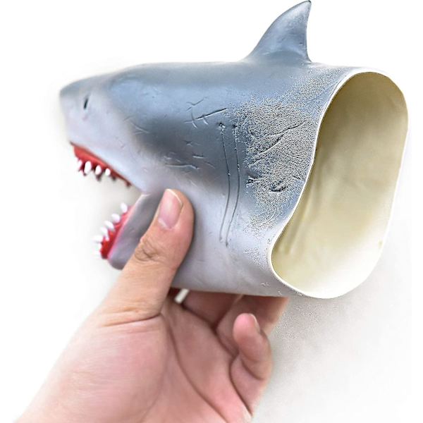 Shark Hand Puppet Mjukt Gummi Latex Realistiska Djurhuvud Leksaker För Barn Tiktok Present[HK]