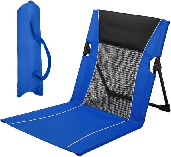 Sammenklappelig strandstol | Kraftig sammenklappelig liggestol til solbadning | Poolstole til kanten af poolen | til solbadning, garvning, rejser [HK] Blue