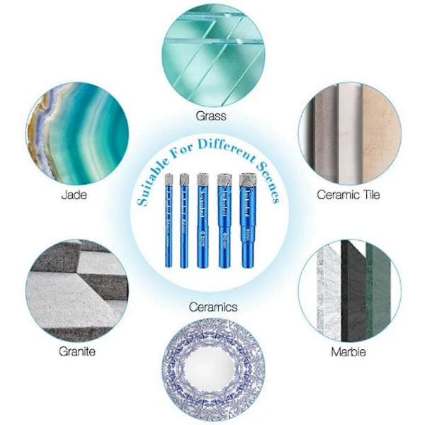 Diamantflisebor, 5 stk., 5-12 mm[HK]