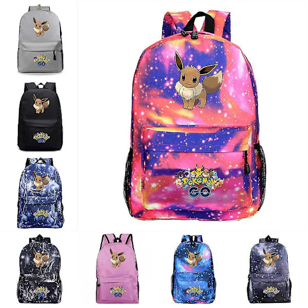 Anime Pokmon Eevee Tryck Student Skolväska Seriefigurer Väskor Unisex Ryggsäck[HK] Starry sky grey