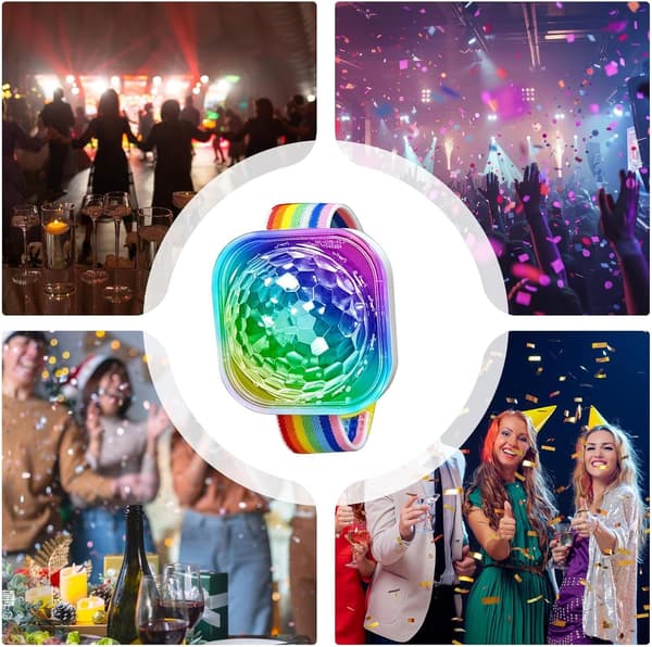 Armbånd, USB oppladbart bærbart diskokule-hodebånd med sugekopp for fest [HK] White