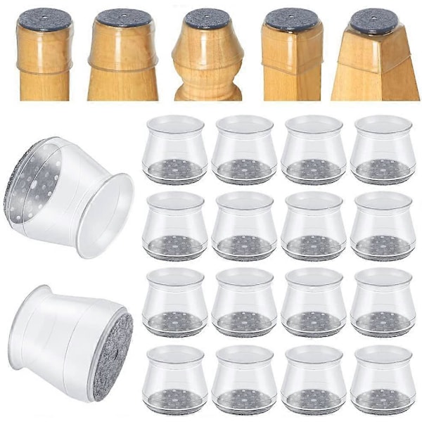 16 st Silikon Stolsbensskydd för Golv, Skyddande Hättor för Pallben [HK] 20-30mm Transparent