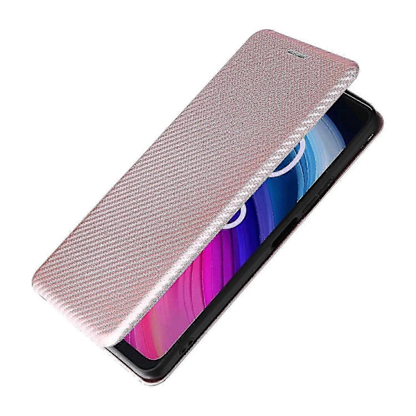För TCL 505 Mobilskal Kolfibertextur Läder Magnetisk Stängning - WK[HK] Rose Gold