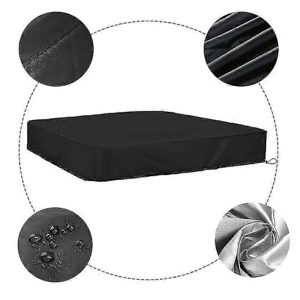 Sandlådeskydd Vattentätt Dammtätt UV-skydd Fyrkantigt Poolskydd med Dragsko för Sandlåda, Leksaker och Möbler_Bra kvalitet[HK] 120*120cm Black