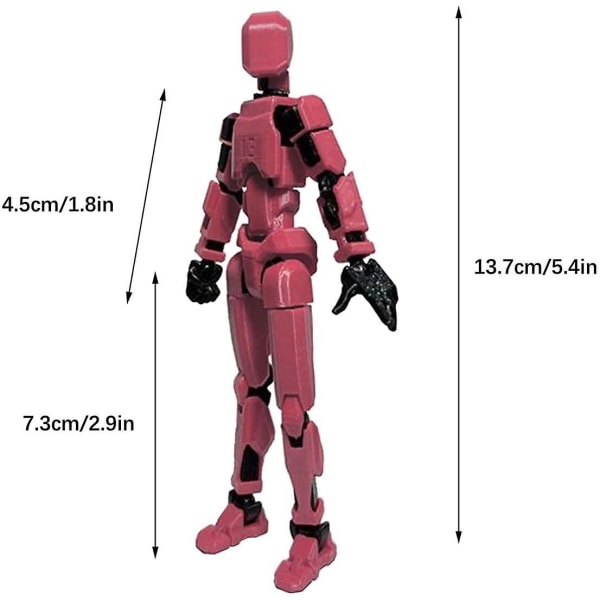 T13 Action Figure, Titan 13 Action Figure med 4 typer av vapen och 3 typer av händer, T13 3D Printed Multi-Jointed Action Figure[HK] Pink-Black