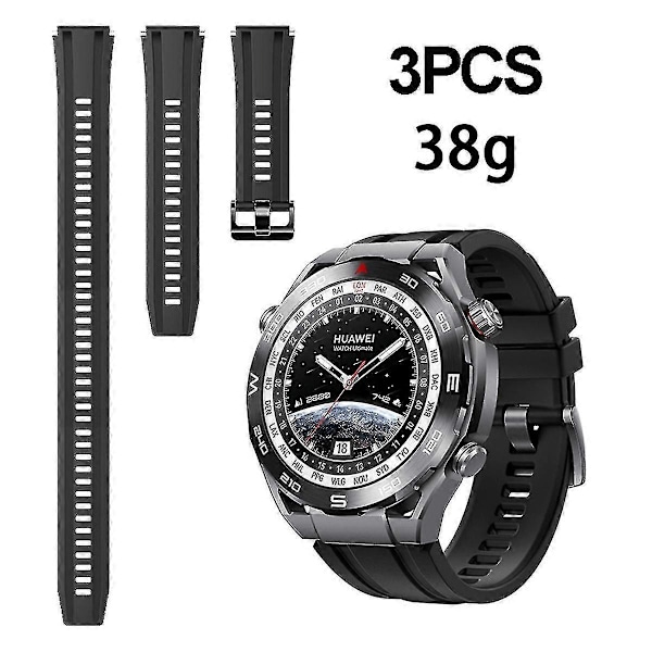 Silikonarmband för Huawei Watch Ultimate 3st Längre Modell[HK] Black
