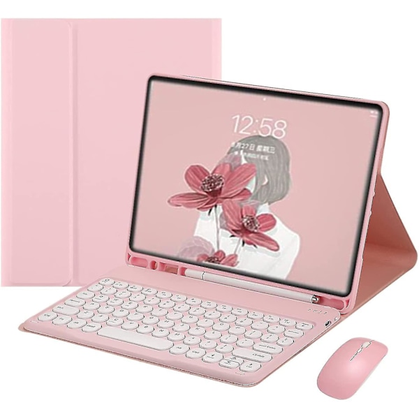 Ipad Tangentbordsfodral Med Mus Retro Runda Tangenter Avtagbar Rosa[HK]