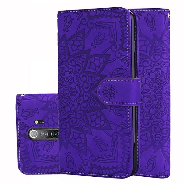 Wallet Case til XiaoMi RedMi NOTE 8 PRO Premium PU Læder Flip Cover Mandala[HK] Purple