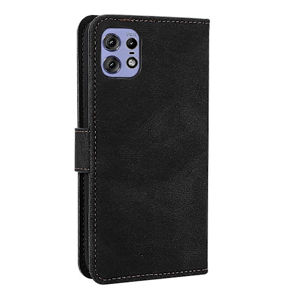 Motorola Edge 50 Pro 5G -kotelo, nahkainen suojakotelo [HK] Black