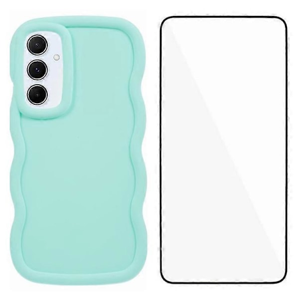 WANLONFENG XL-serien for Samsung Galaxy A05s 4G Deksel Bølgekant TPU-deksel med Herdet Glass Film[HK] Style E Multicolor