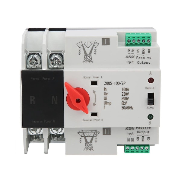 Transmission Switch 220v Zgq5-100 / 2p Automatisk Transmissionsafbryder Med Dobbelt Effekt 2-vejs Transmissi([HK])