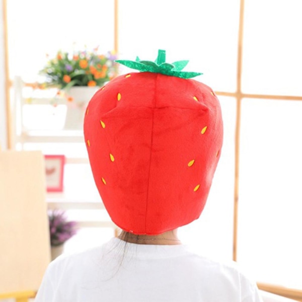 Jordgubbshatt Cosplay Rekvisita Tillbehör Plysch Huvud Fancy Taiyaki Cosplay Mössa Foto Rekvisita[HK]