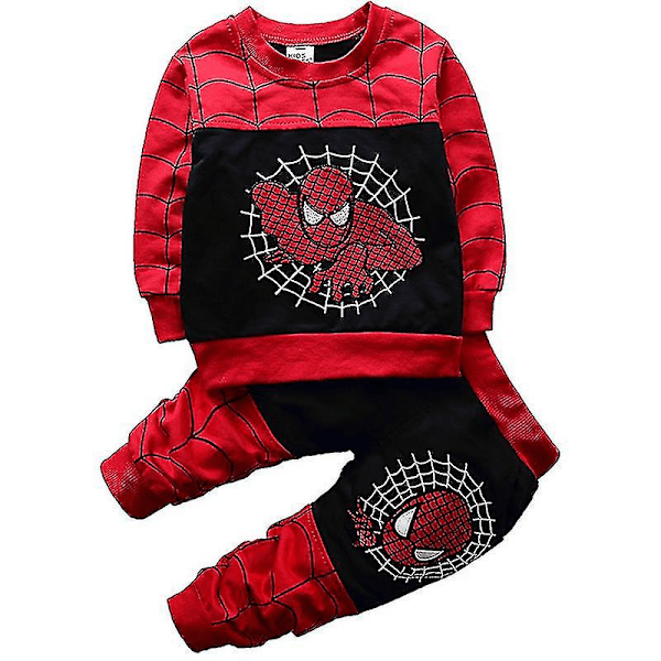 Børns drenge Spiderman træningsdragt sæt sweatshirt vest toppe bukser outfits-m[HK] Black 12-24 Months