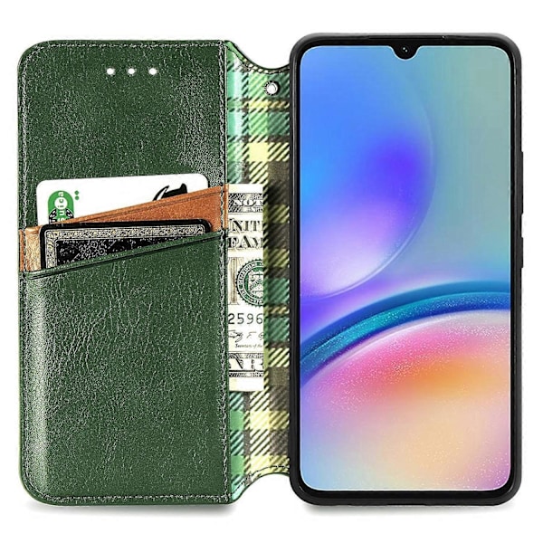 For Samsung Galaxy A05s 4G Lærdeksel med preget rombemønster lommebok telefondeksel[HK] Style C Multicolor
