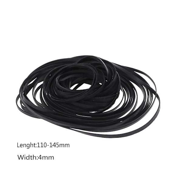 50x Blandade Kassettdäcksremmar Assorterade Plattremmar för Bandspelare 4mm Bredd[HK] Black