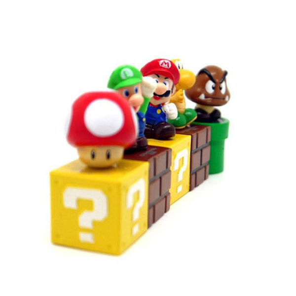 5 st/set Super Mario Bros Mini Actionfigurer Modelldocka Mario Goomba Luigi Koopa Svampsamling Leksak Barn Spel Fans Present Kit[HK]