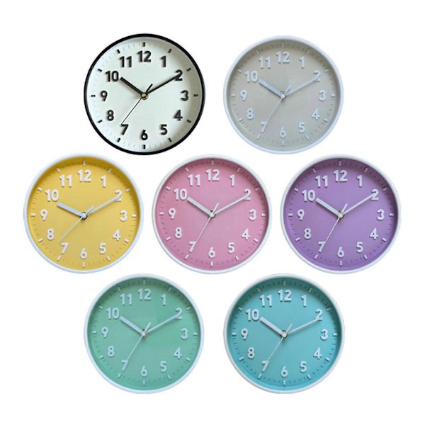 Modern Enkel Väggklocka 8 Tum Godisfärg Tyst För Tid Klockor Ornament[HK] Pink