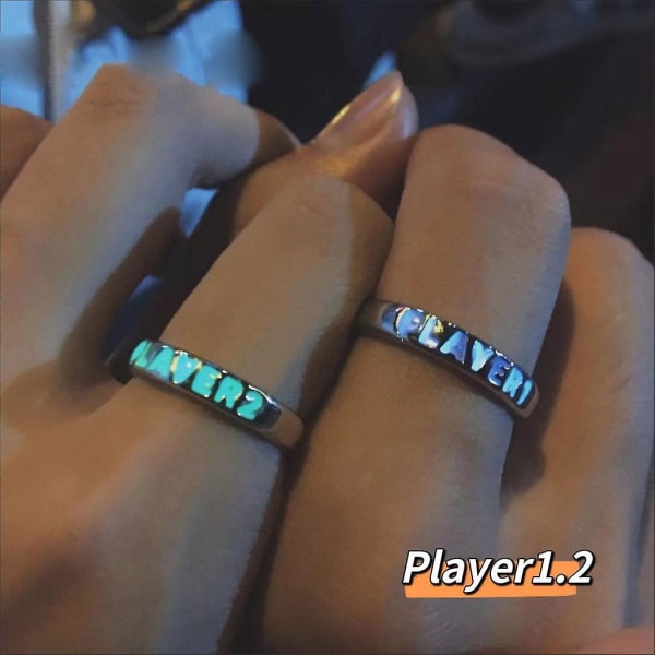 Lysende ring til par, der lyser i mørket Spiller1 Spiller2 Matchende ring
