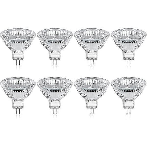 Sats med 8 GU5.3 MR16 20W 12V varmvita halogenlampor, 400 lumen, 2-stifts spotlight ersättning för 20W halogen [HK]