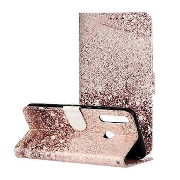 Färgat marmormönster horisontellt flip PU läder telefonfodral för Huawei Y6p [HK] Rose Gold