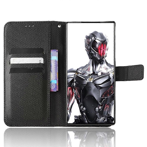 För ZTE nubia Red Magic 8 Pro+ 5G / Red Magic 8 Pro 5G Diamanttextur PU Läder Ställ Skydd Skal Flip Plånbok Telefonfodral[HK] Black