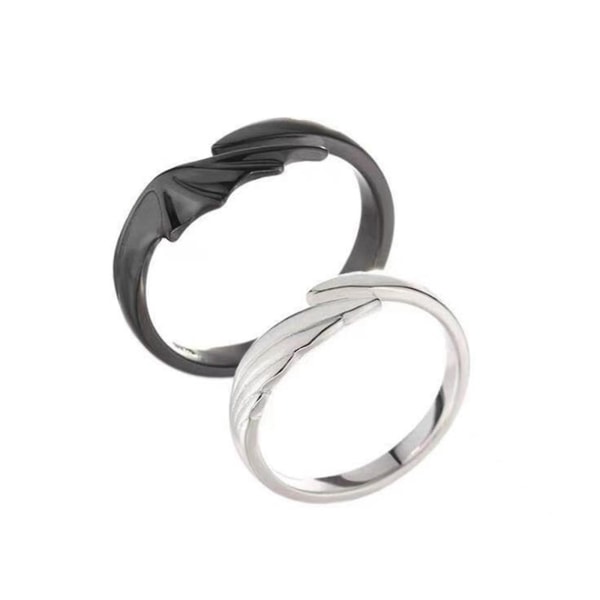 2x Unik Justerbar Ring Par Matchende Ring Til Kvinde Mand Angel Devil Ring