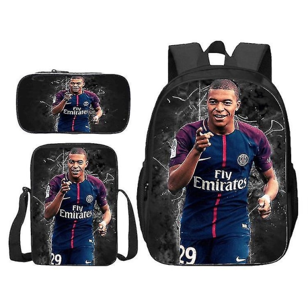 Fotballstjerne Mbappe Skolebagg for Barn Student Ryggsekk/pennveske/matboks Mann og Kvinne[HK] Only a backpack